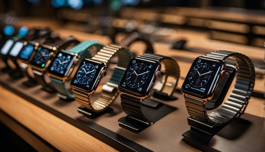 What Bands Go with Starlight Apple Watch: A display of various watch bands, including starlight apple watch, with payment plan options and customization features