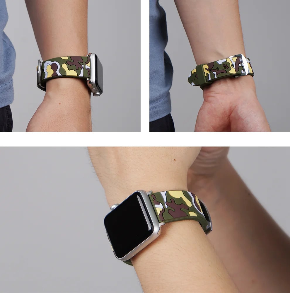 Person Wearing Camouflage Apple Watch Band Yellow Camo