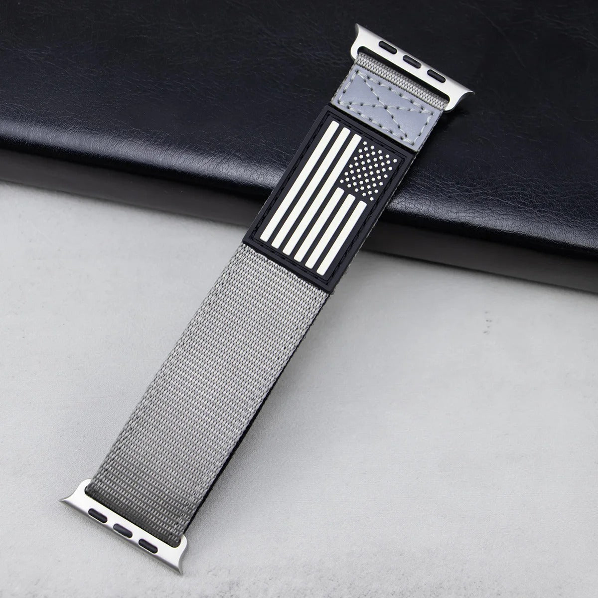 American Flag Apple Watch Band in Silver
