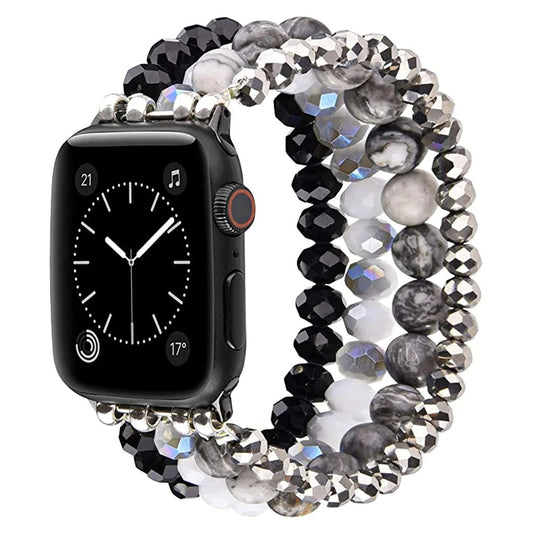 Apple Watch Beaded Wrap Band Coal Black