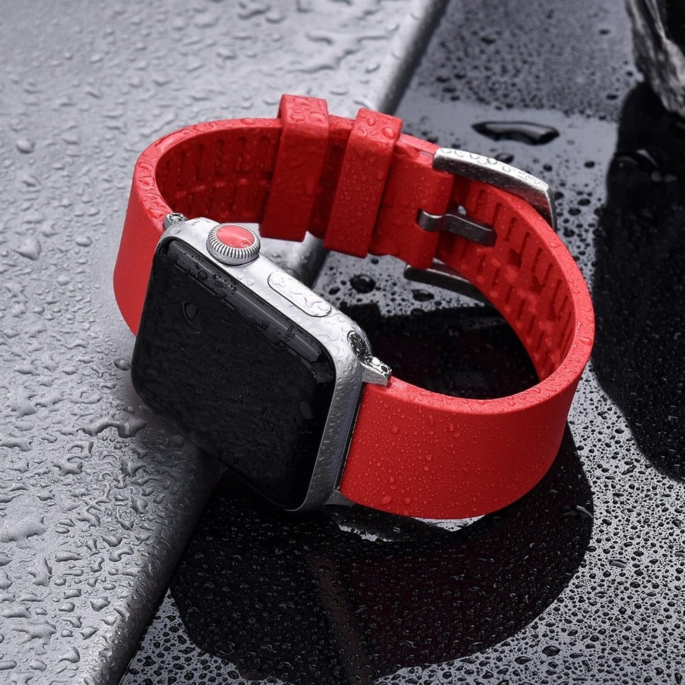 Apple Watch Sport Band Red On Wet Surface