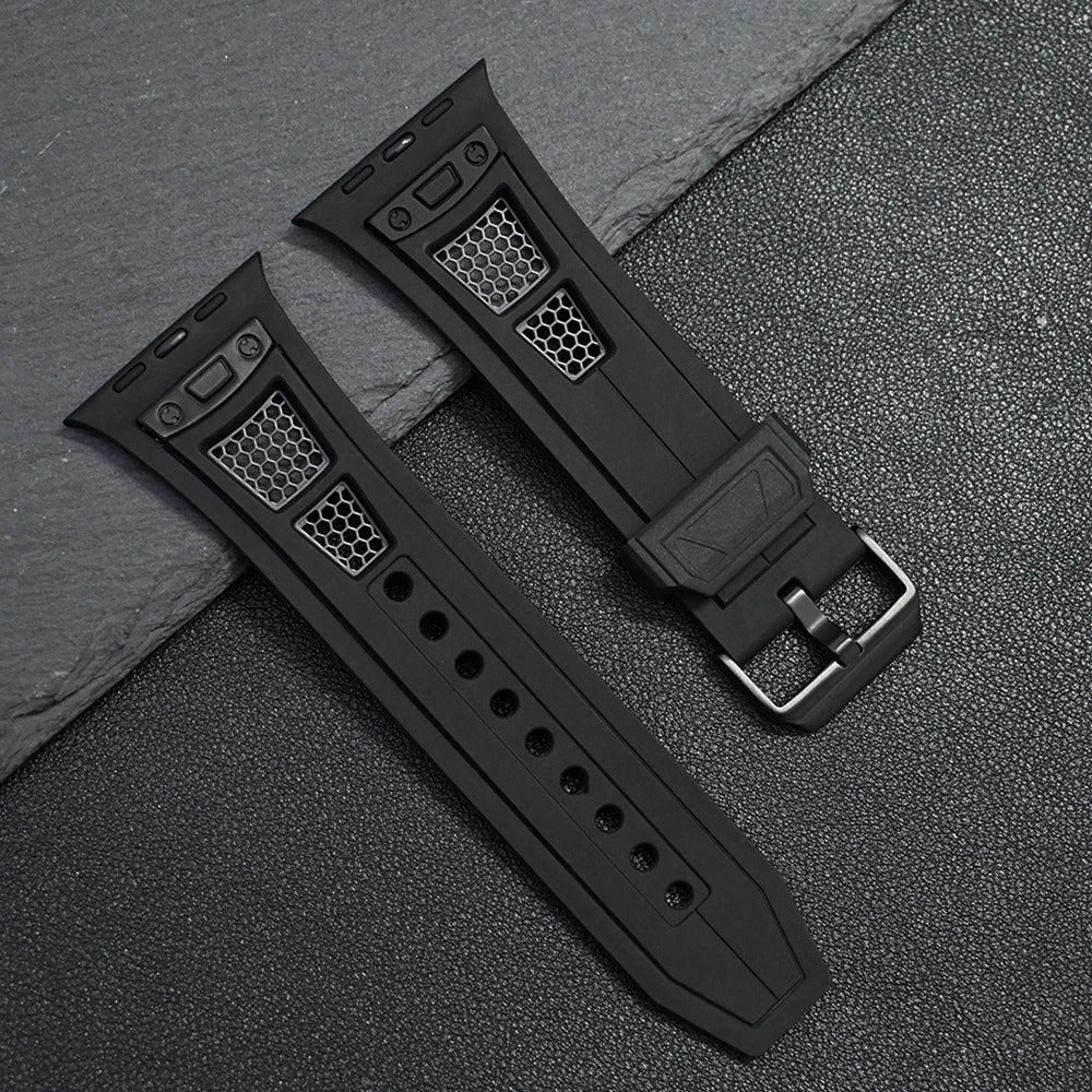 Baseball Apple Watch Band in Matte Black in Detail Color