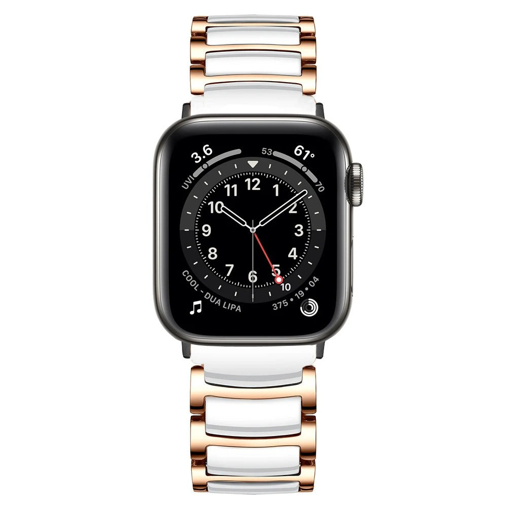 Ceramic Apple Watch Band in White-Gold