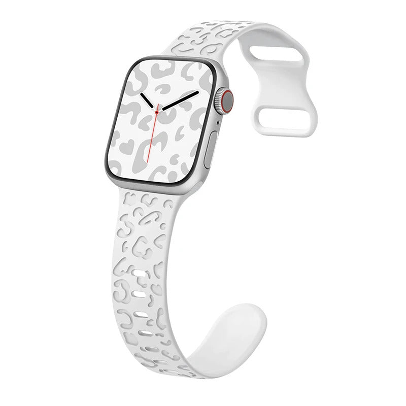 Cheetah Print Apple Watch Band White