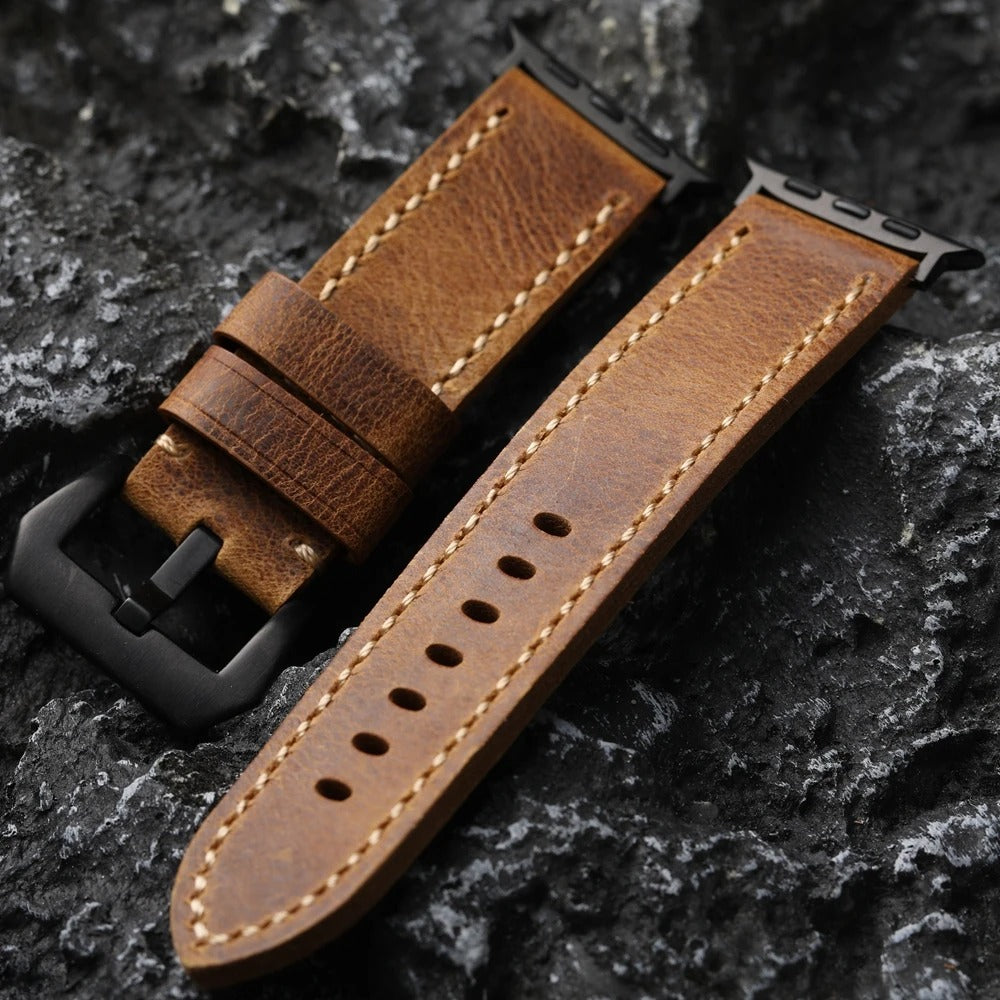 Cowhide Apple Watch Band in Matte Black