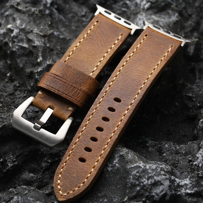 Cowhide Apple Watch Band in Silver