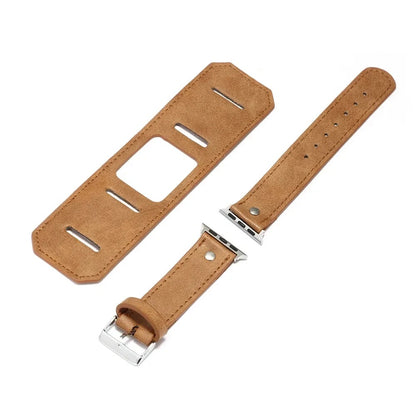 Extra Wide Apple Watch Band in Brown separated into the two pieces 