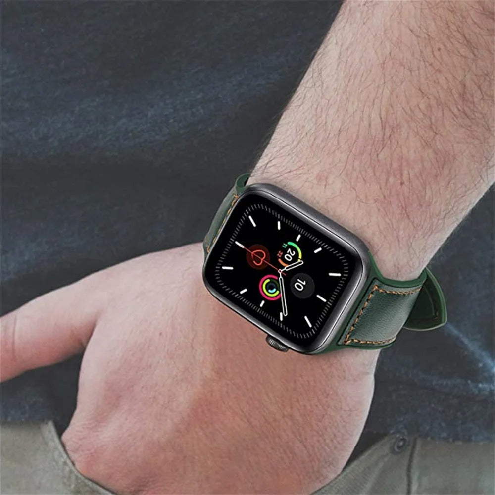 Person Wearing Forest Green Apple Watch Band