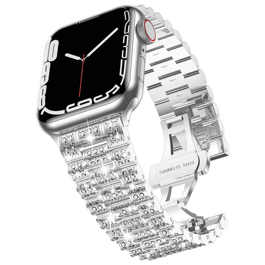 Iced Out Apple Watch Band in Silver