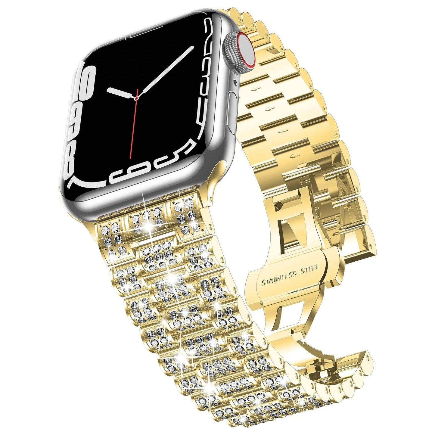 Iced Out Apple Watch Band in Gold