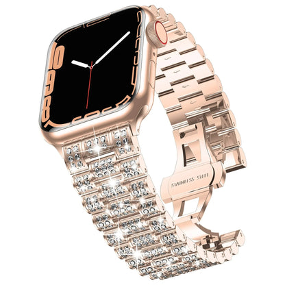 Iced Out Apple Watch Band in Rose Gold