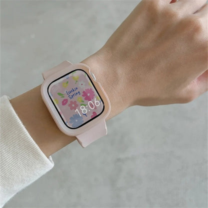 Person Wearing Kids Apple Watch Band in Pink Sand