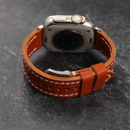 Orange Leather Apple Watch Band