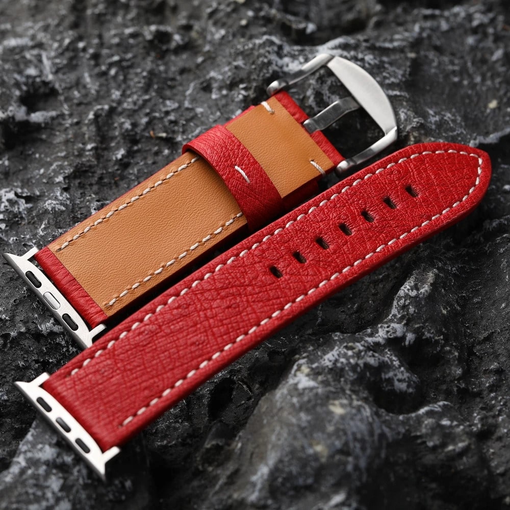 Red Leather Apple Watch Band