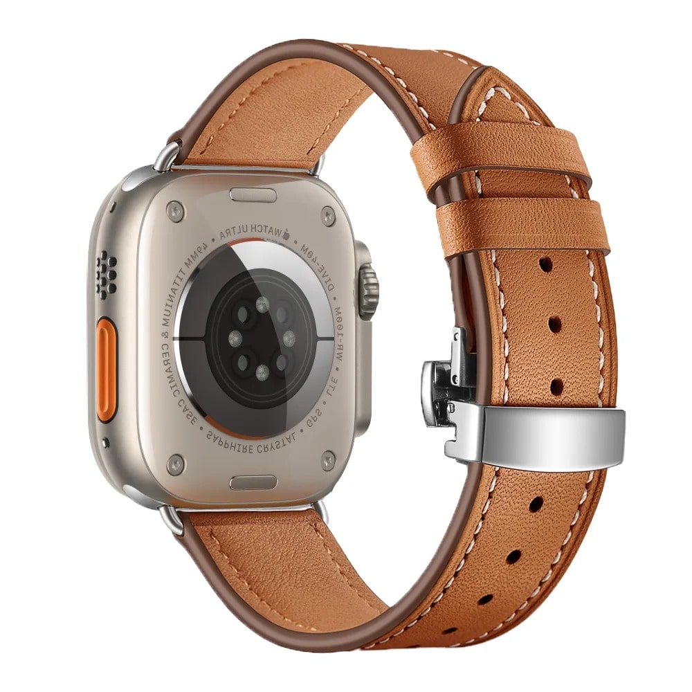 Saddle Brown Apple Watch Band With Silver Buckle