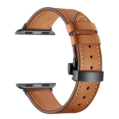 Saddle Brown Apple Watch Band With Matte Black Buckle