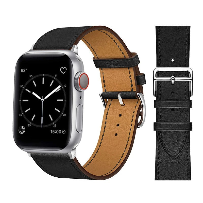Vegan Leather Apple Watch Band in Black