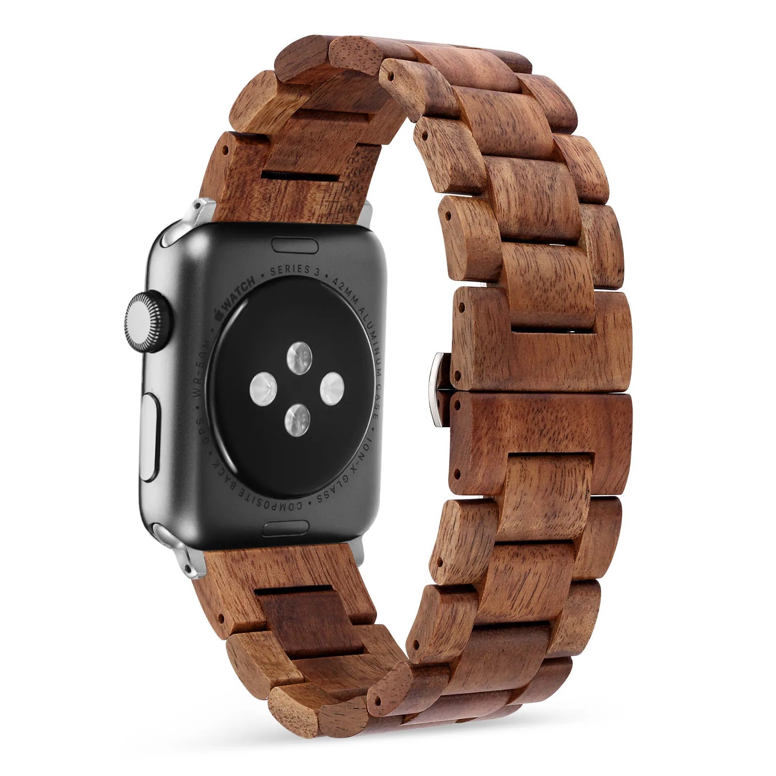 Back of Koa Wood Apple Watch Band