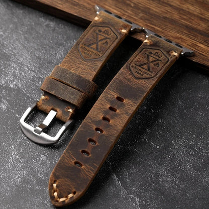 Western Leather Apple Watch Band with Silver Buckle
