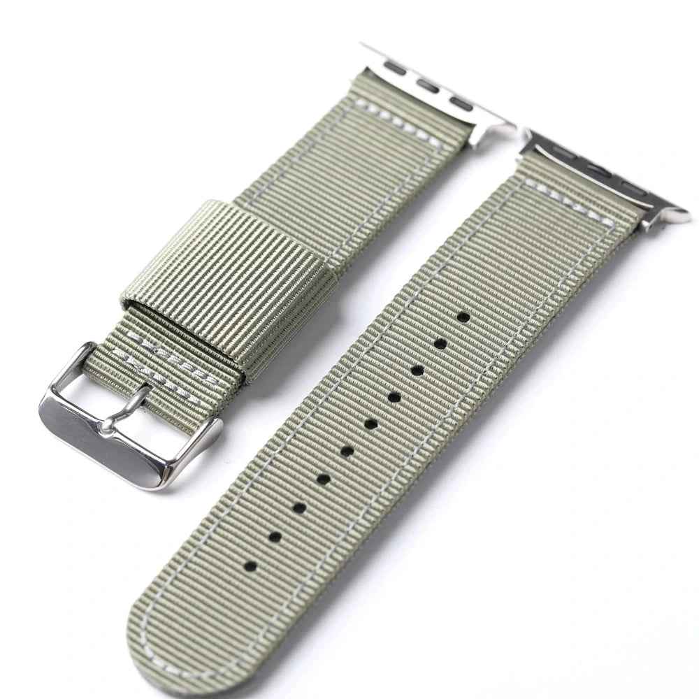 Apple Watch Woven Nylon Band Silver Buckle