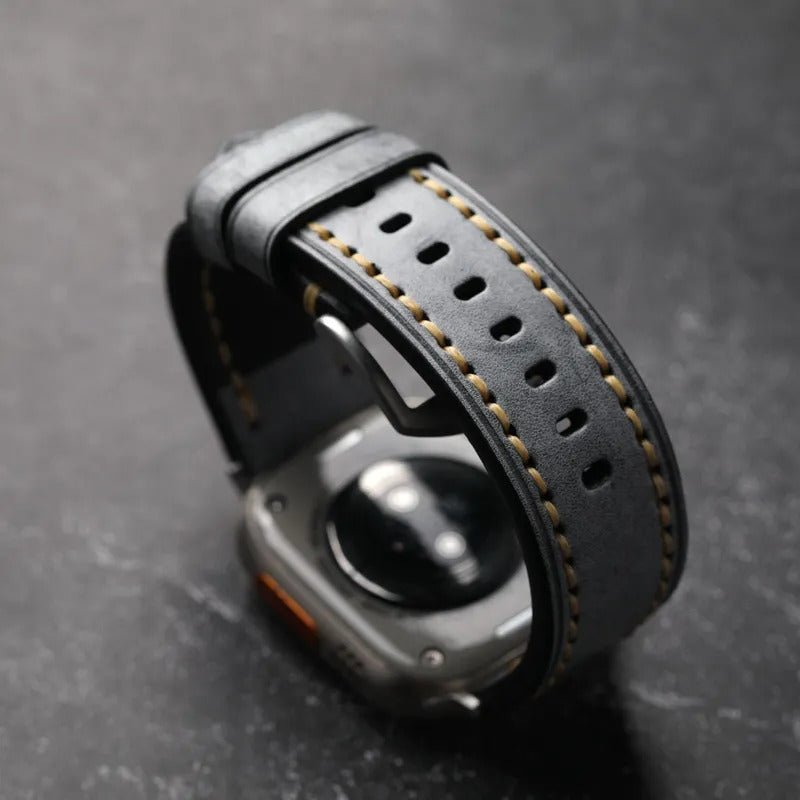 Stitched Apple Watch Mens Leather Band